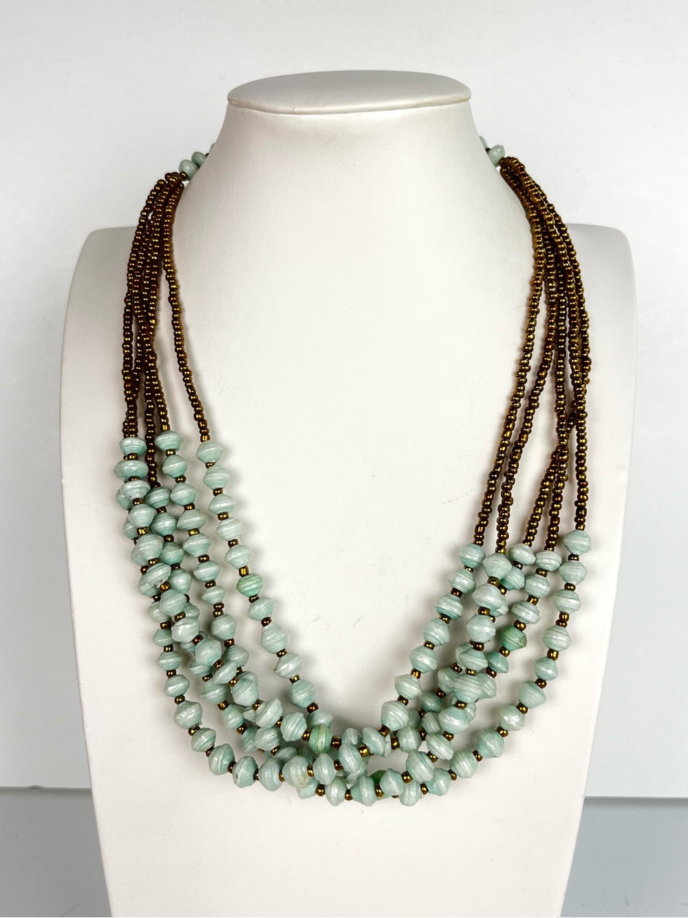 Vintage Teng Yue Multi Strand Paper Beads Necklace